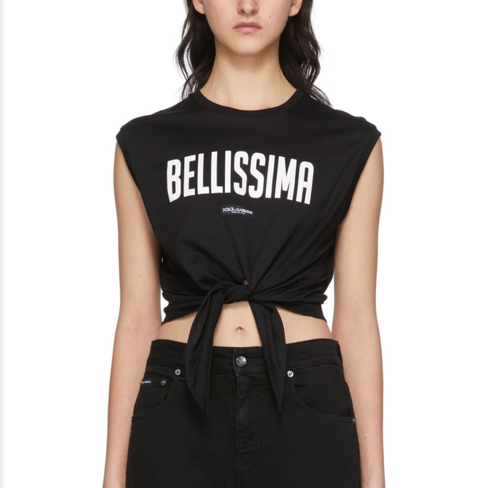 Dolce & Gabbana Black Tie-Front Top